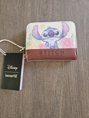 Loungefly Stitch Zip Wallet - Brown, Cream, Blue & Pink-NWT
